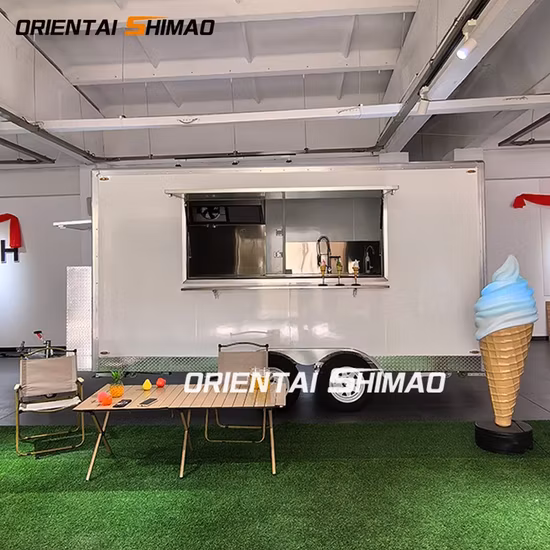 Reboque Móvel Oriental Shimao para Comida Rápida e Bebidas com Cozinha em Aço Inoxidável